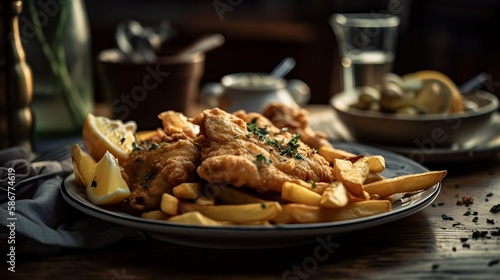a plate of fish and chips - Generative Art