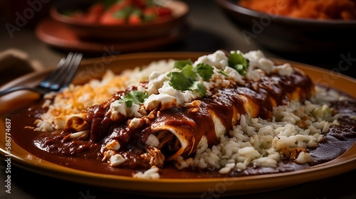Authentic chicken enchiladas with mole sauce - Generative Art