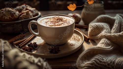 chai latte with cinnamon and honey - Generative Art