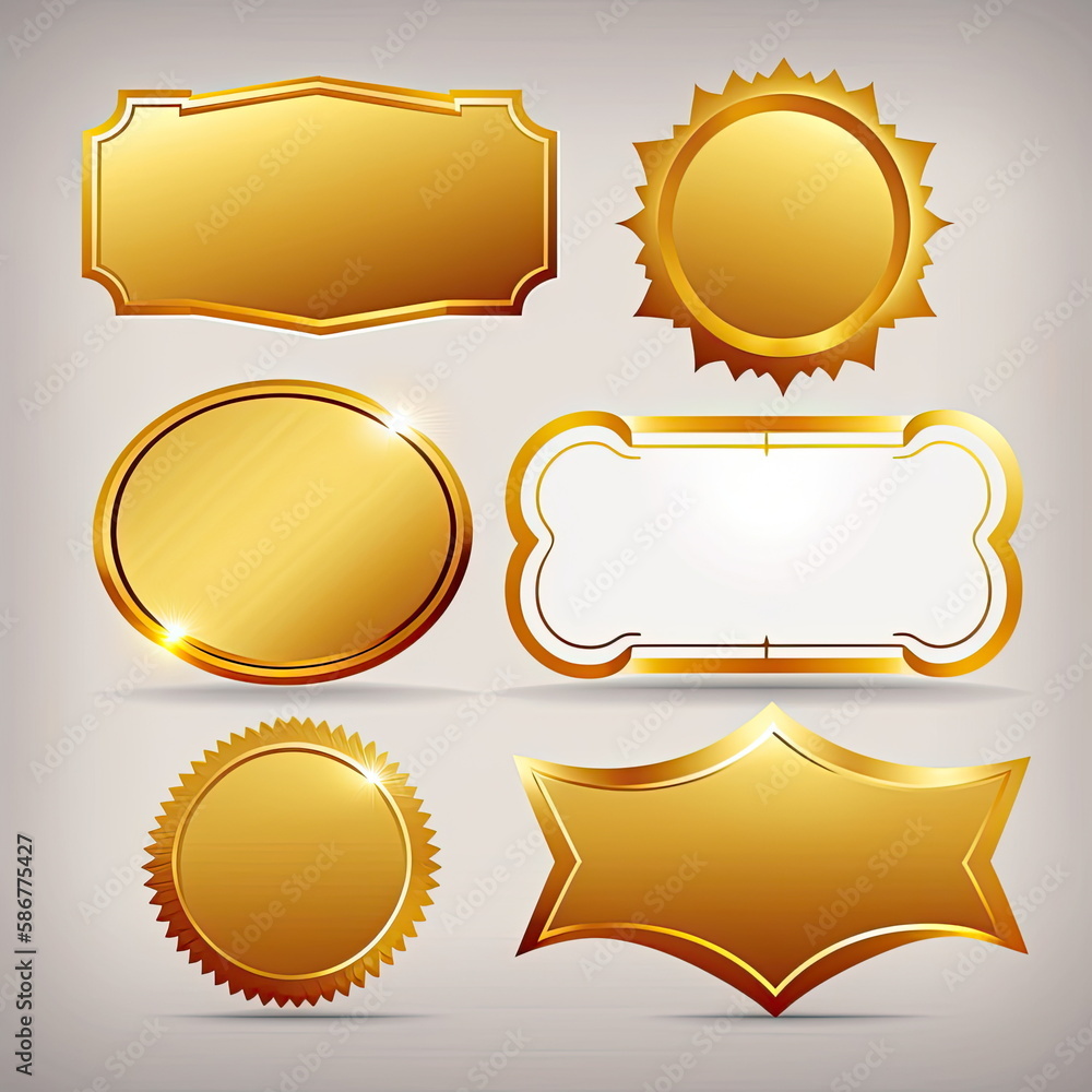 Collection of gold labels gradients metallic, vector illustration, Made by AI,Artificial intelligence Collection of gold labels gradients metallic, vector illustration, Made by AI,Artificial intelligence