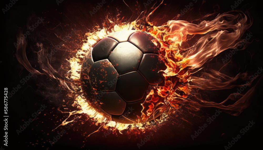 Fototapeta premium Soccer ball hits goal net