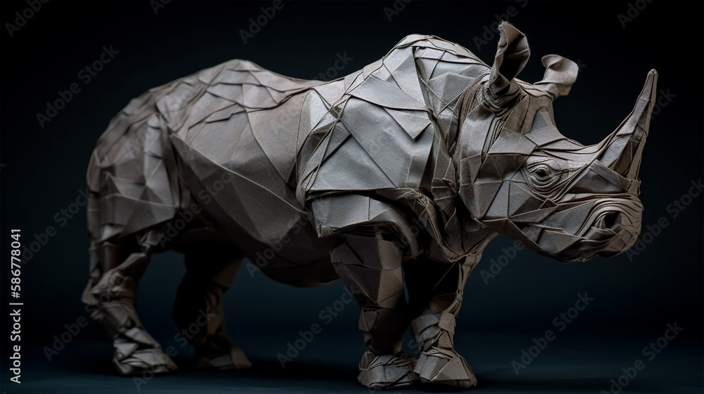 rhino folded from paper in origami style rhino folded from paper in origami style