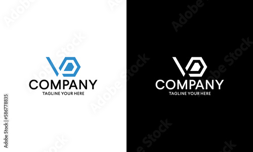 Outstanding professional elegant trendy awesome artistic black and white color VD DV initial based Alphabet icon logo.
