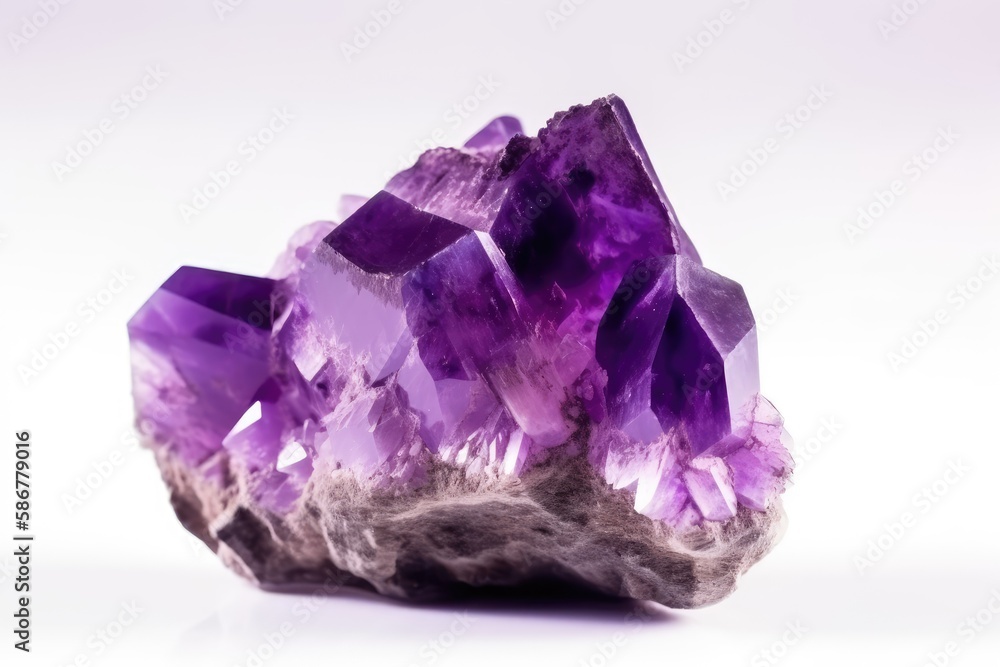Uncut Amethyst gemstone - February birthstone. Created with Generative AI technology Uncut Amethyst gemstone - February birthstone. Created with Generative AI technology