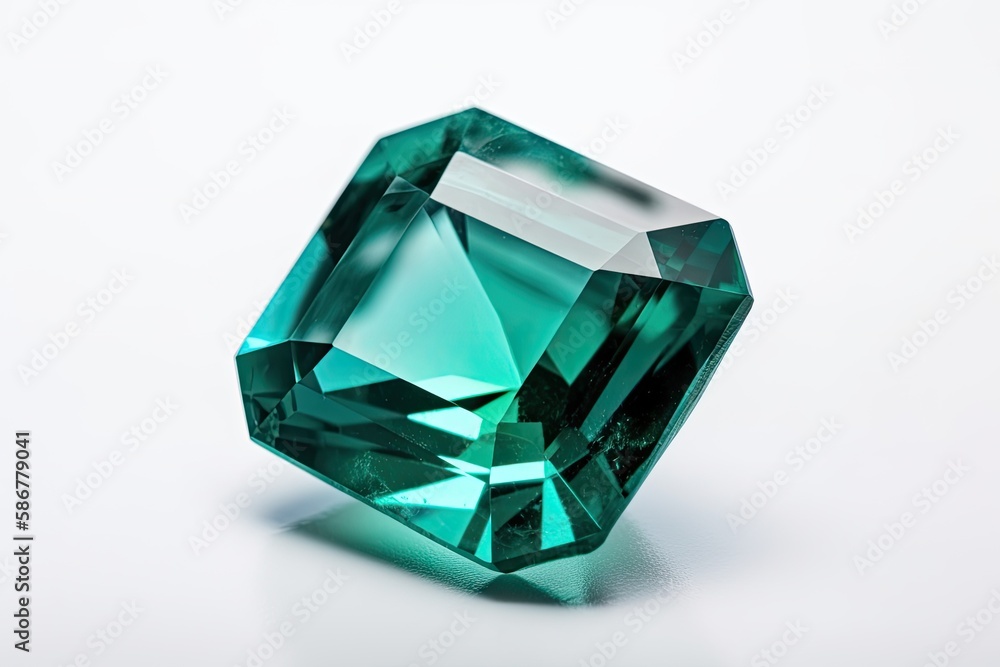 Cut or faceted Emerald gemstone - April birthstone. Created with Generative AI technology Cut or faceted Emerald gemstone - April birthstone. Created with Generative AI technology