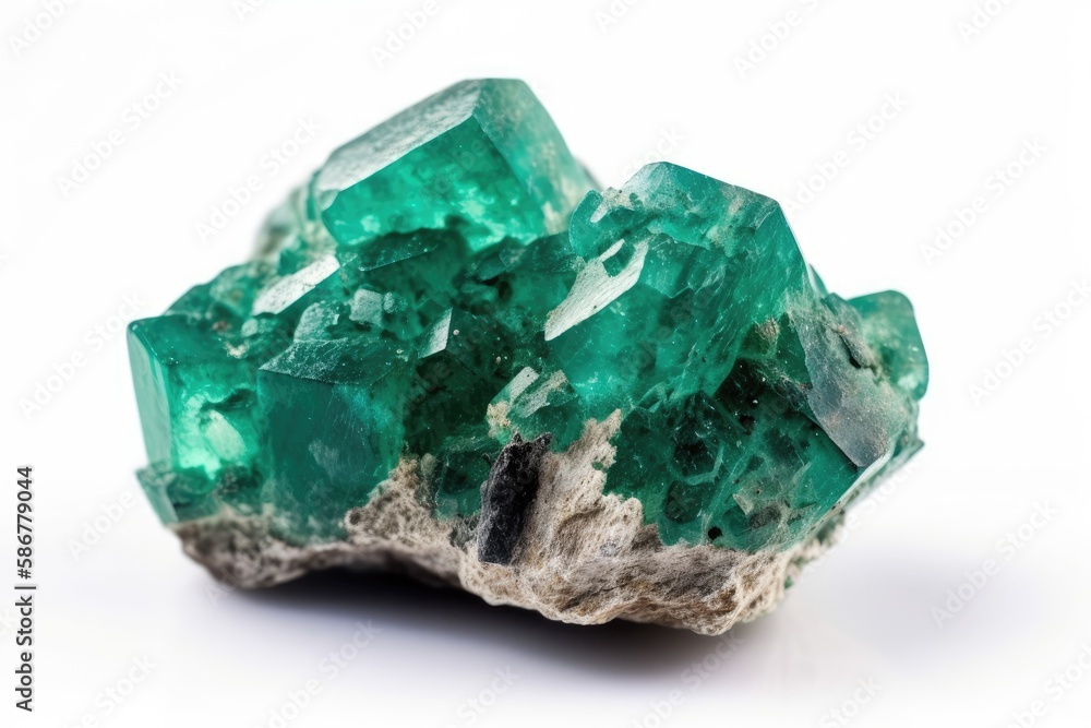 Uncut Emerald gemstone - April birthstone. Created with Generative AI technology Uncut Emerald gemstone - April birthstone. Created with Generative AI technology