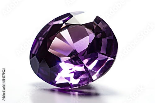 Cut or faceted Amethyst gemstone - February birthstone. Created with Generative AI technology