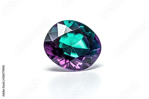 Cut or faceted Alexandrite gemstone - modern June birthstone. Created with Generative AI technology