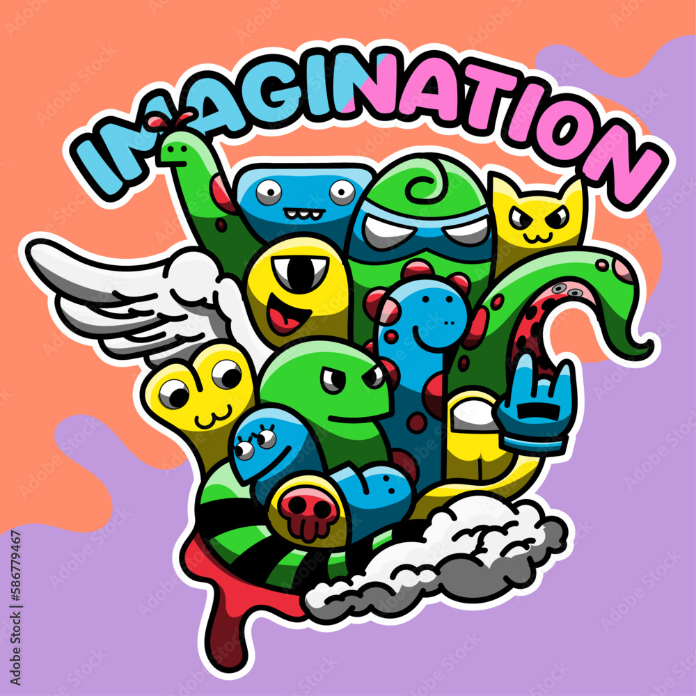 Obraz premium colorful doodle monsters imagination