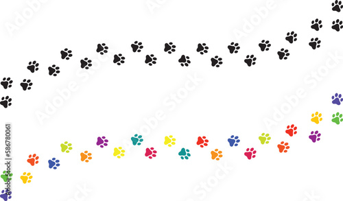 Paw print silhouette, Paw print Rainbow, Dog love, Cat love