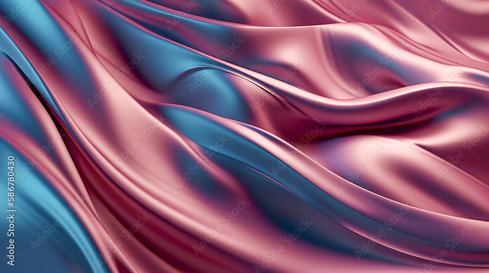 Flowing Wave Silk Background - Elegant and Luxury Fabric Texture Design, Generative Ai