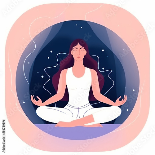 illustartio of woman doing yoga sitting in the lotus pose 