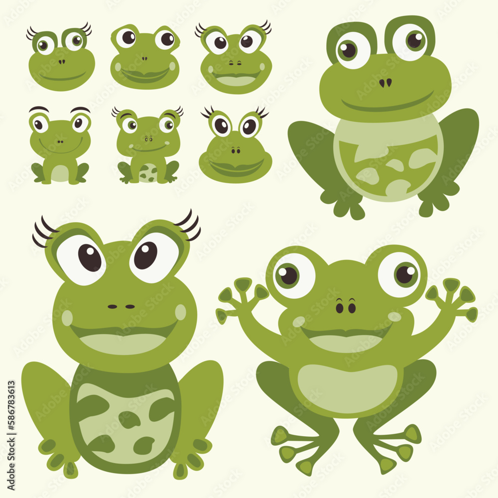Obraz premium set of funny cartoon frogs