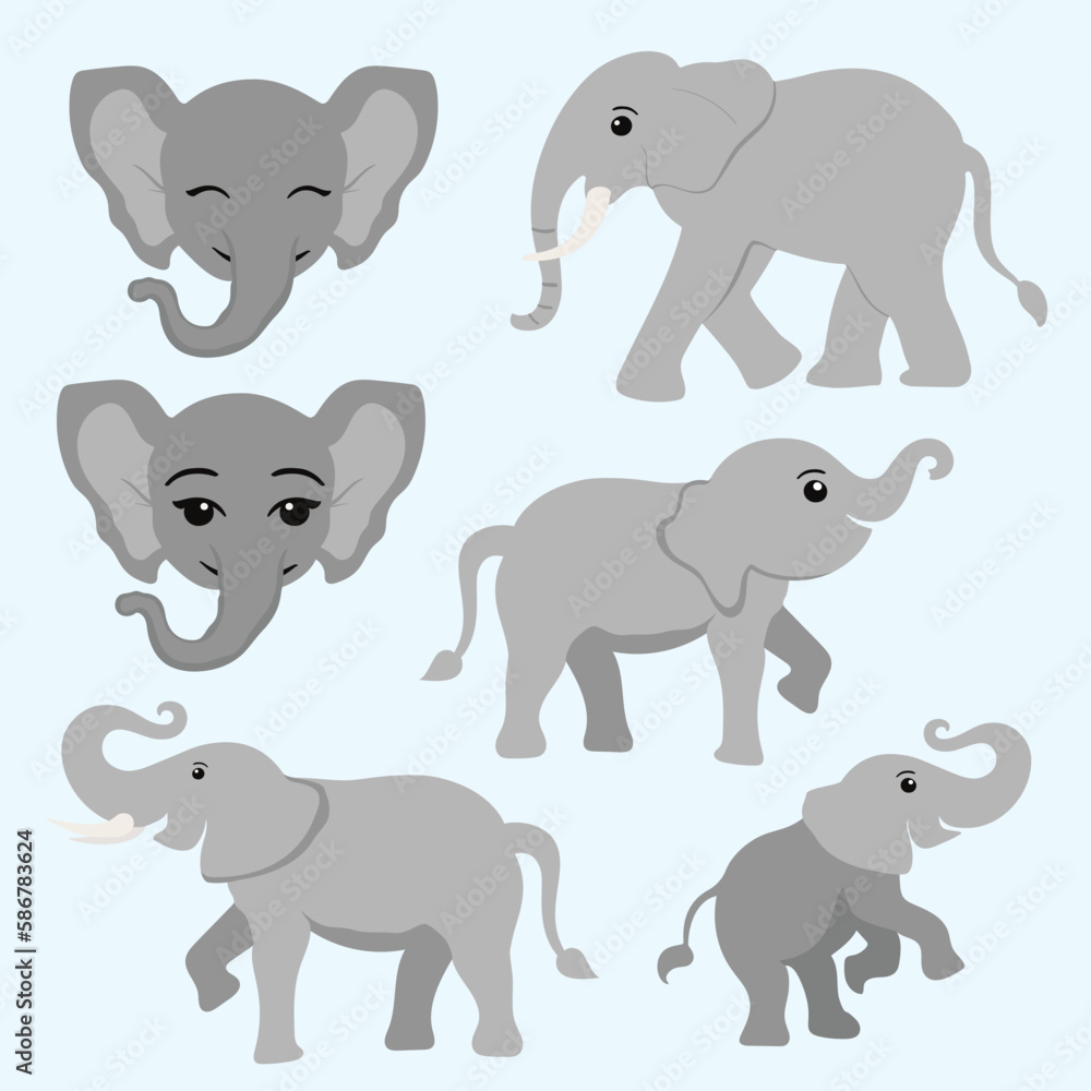 set of elephant animals set of elephant animals
