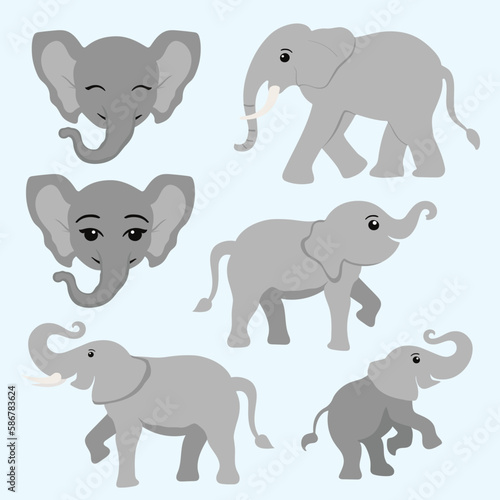 set of elephant animals