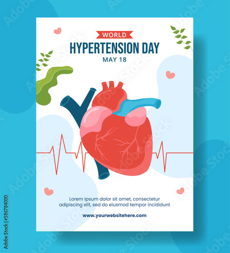 World Hypertension Day Vertical Poster Flat Cartoon Hand Drawn Templates Background Illustration
