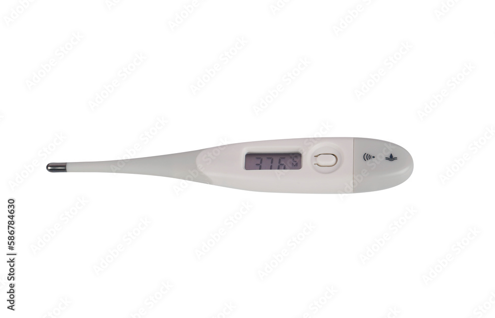 Medical digital thermometer on white background, For oral, rectal and