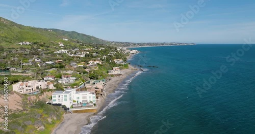Wallpaper Mural El Matador Beach Malibu California Aerial Ocean View - Waves with Rocks. sand and rocks in Malibu, California. Malibu Beach Coastline California Aerial Drone. Beautiful rocky coastline.  Torontodigital.ca