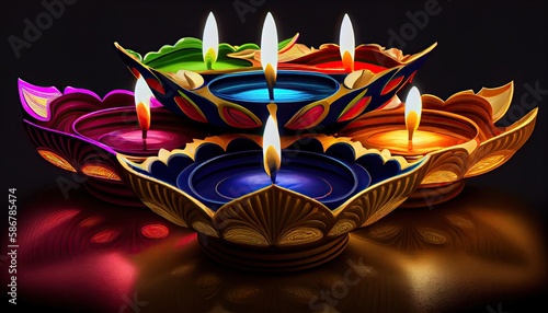 Diwali the triumph of light and kindness Hindu festival of lights celebration Diya oil lamps 24th October photo