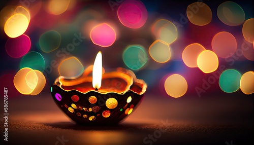 Diwali the triumph of light and kindness Hindu festival of lights celebration Diya oil lamps 24th October photo