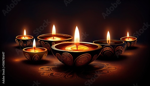 Diwali the triumph of light and kindness Hindu festival of lights celebration Diya oil lamps 24th October photo