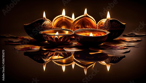 Diwali the triumph of light and kindness Hindu festival of lights celebration Diya oil lamps 24th October photo