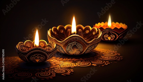 Diwali the triumph of light and kindness Hindu festival of lights celebration Diya oil lamps 24th October photo