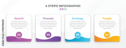 Business Infographic design template Vector with icons and 4 four steps or options. Can be used for process diagram, presentations, workflow layout, banner, flow chart, info graph, background