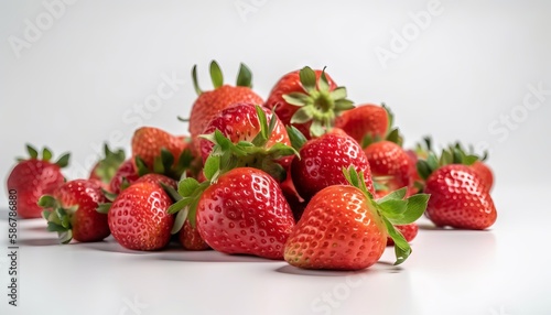 Fresh ripe strawberries on white background. Generative ai