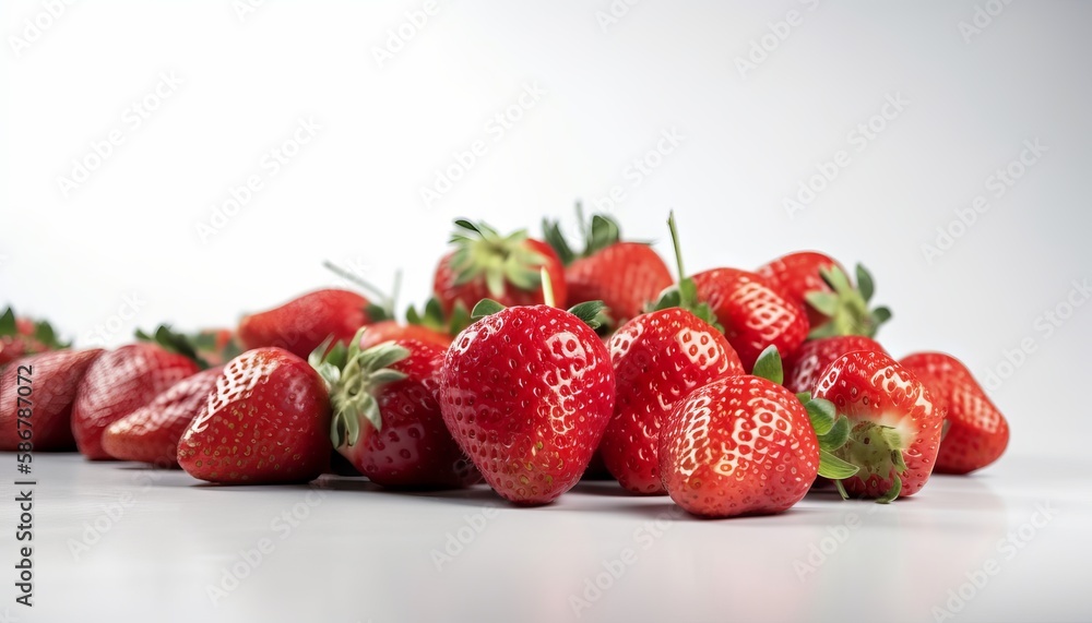 Fresh ripe strawberries on white background. Generative ai Fresh ripe strawberries on white background. Generative ai