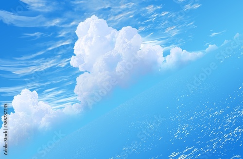 青い波に浮かぶ入道雲