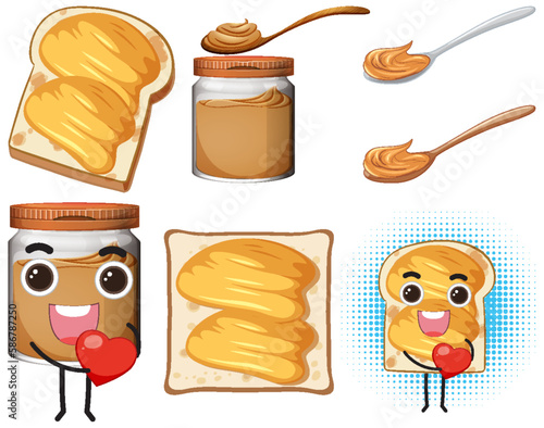 Peanut Butter Elements and Icons Set