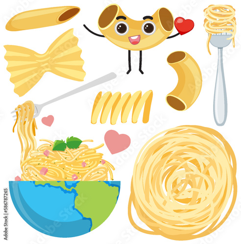 Set of pasta cartoon
