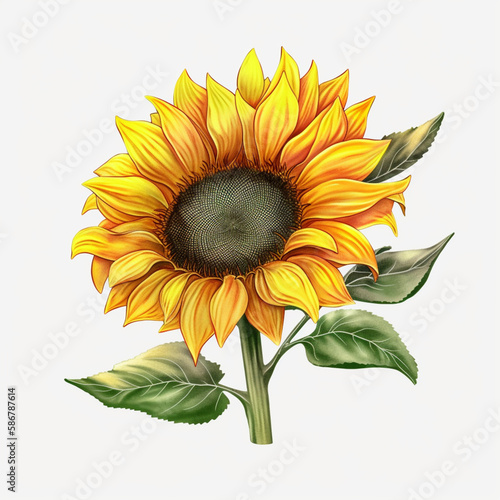sunflower isolated on white background, generate AI