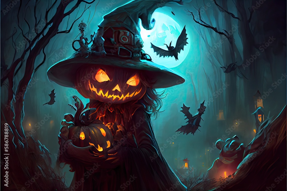 Halloween day eyes of Jack O' Lanterns trick or treating Samhain All
