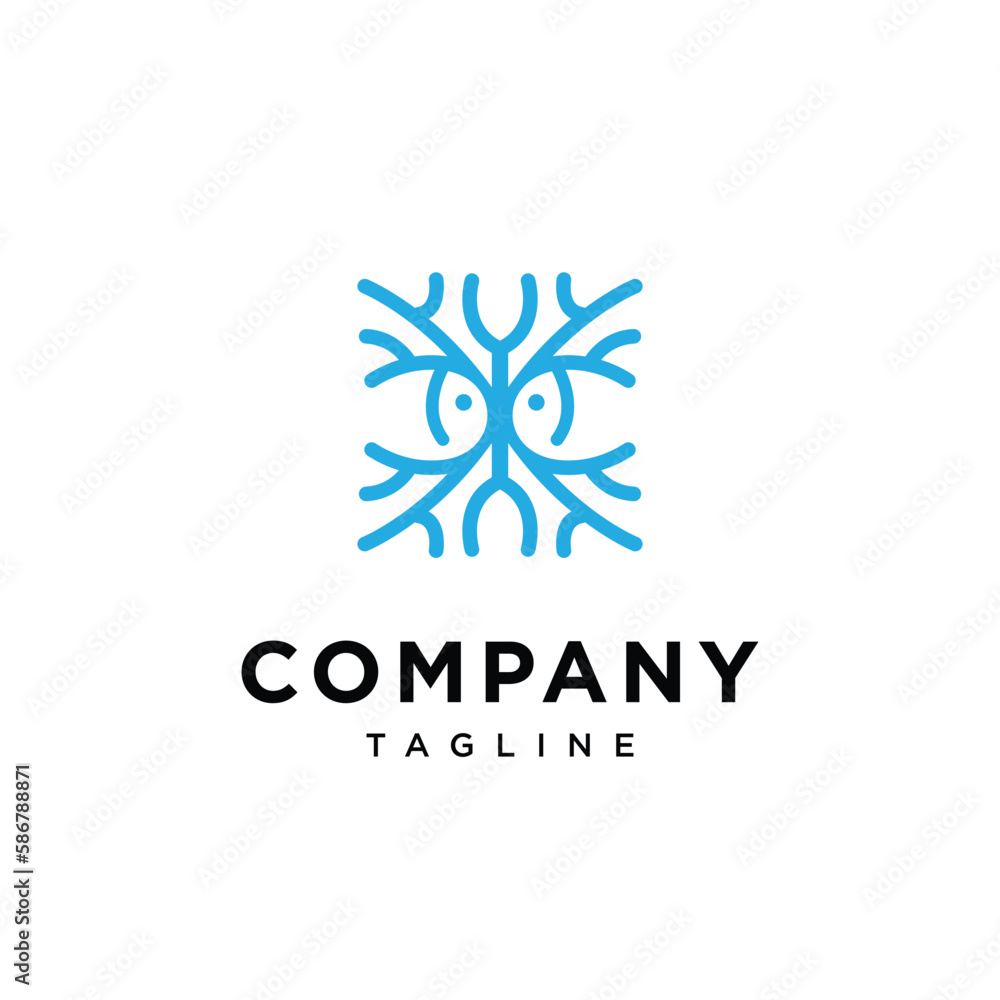 coral and fish logo icon template