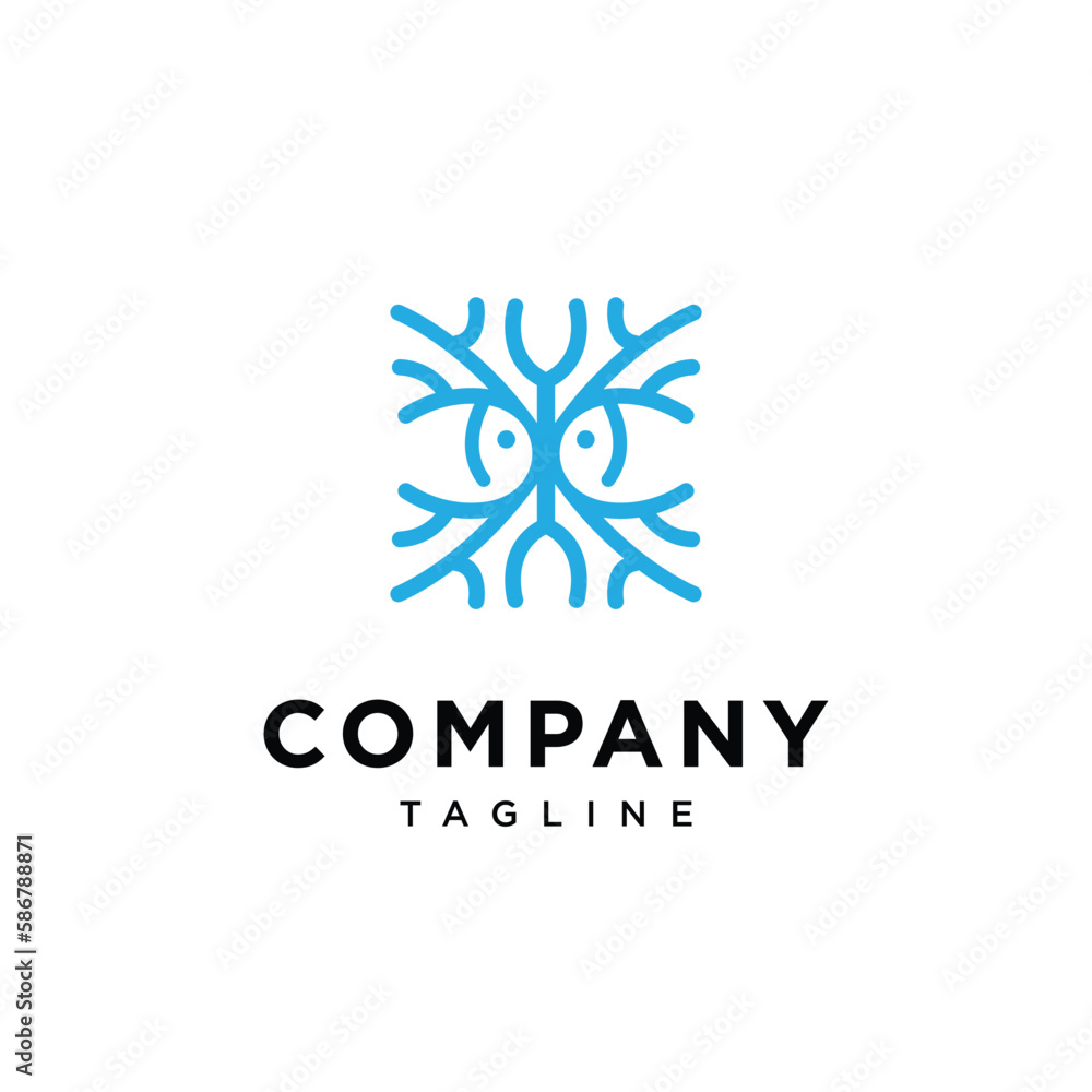 coral and fish logo icon template coral and fish logo icon template