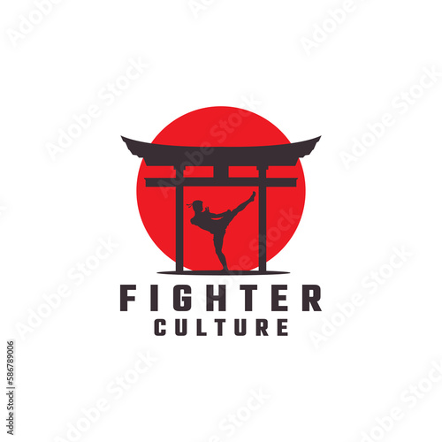 taekwondo karate traditional japanese martial arts logo vector icon symbol illustration design