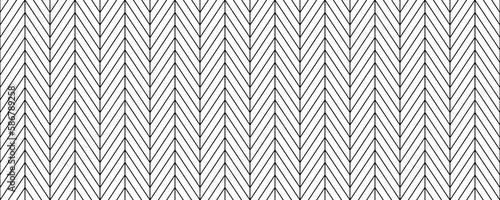 Herringbone seamless pattern. Black and white chevron background. Repeating zigzag wallpaper with diagonal lines. Textile or fabric print design. Parquet floor or brick wall texture. Vector