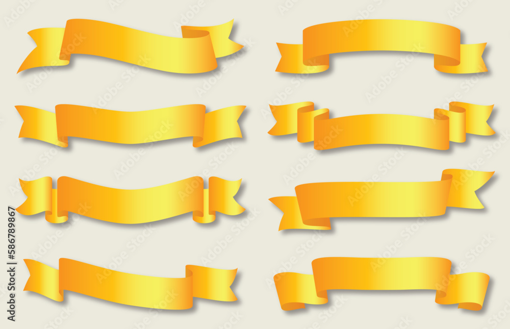 ribbon yellow gold color Vector EPS10