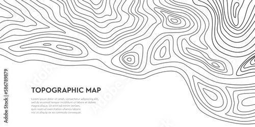 Topographic map grid, relief contour of mountain terrain lines, vector topography background. Topographic map with geographic relief texture and land landscape trail contour for cartography geography