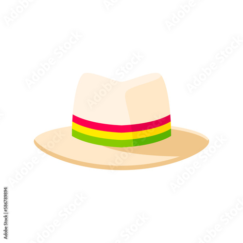 Barranquilla carnival holiday cartoon panama hat. Barranquilla carnival symbol, Colombia culture festival clothing element, traditional folklore parade or masquerade costume cartoon vector headgear