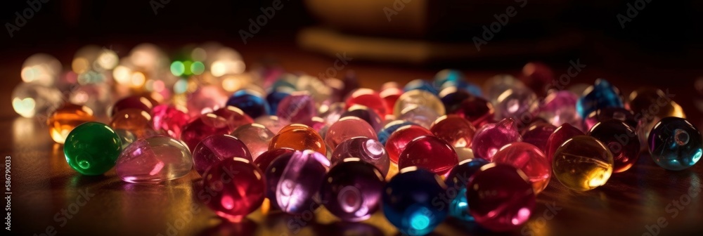 A header with various colored glass marbles. Generative AI. A header with various colored glass marbles. Generative AI.