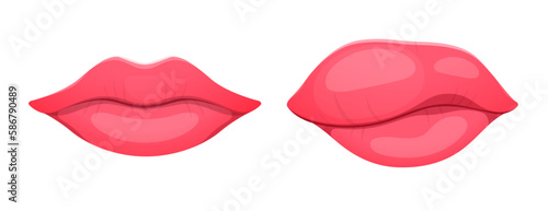 Angioedema or edema of lips. Body tissue swelling, allergic syndrome, dermatology edema disease or infection inflammation symptom, healthcare or medical problem concept with woman cartoon vector lips photo