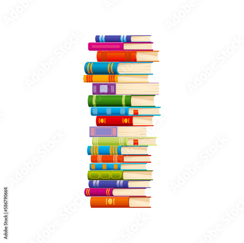 High book stack. School literature reading novel best sellers heap, college education cartoon vector books pile or science teaching textbook or encyclopedia group. Bookstore dictionary isolated stack