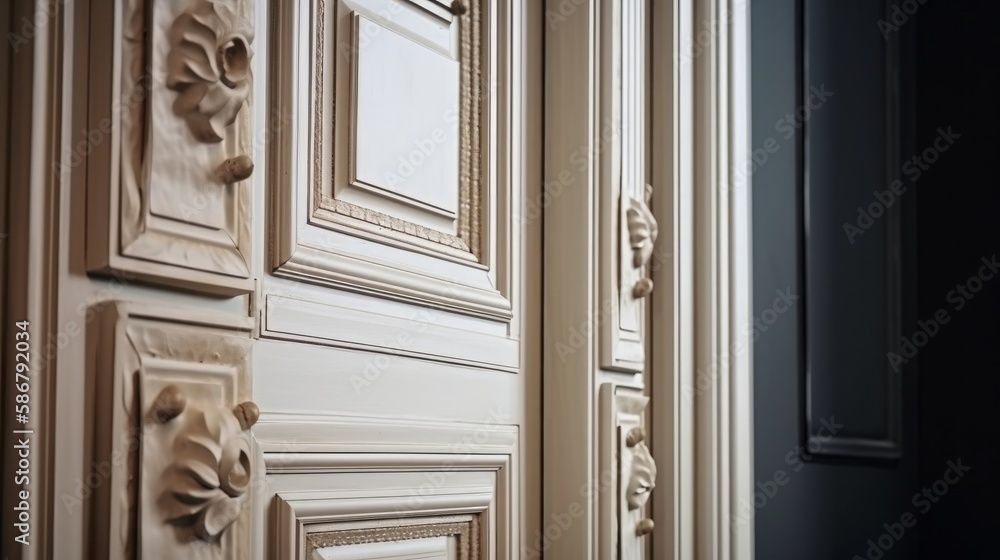 home interior detail design closeup of wall and door cornice treatment moulding detail house concept , image ai generate home interior detail design closeup of wall and door cornice treatment moulding detail house concept , image ai generate