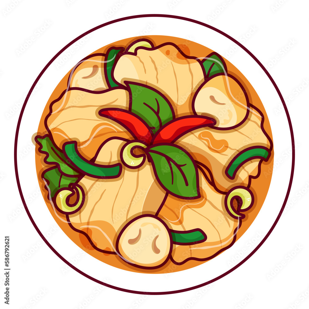 Thai Coconut Chicken Soup Recipe Illustration Vector Asian Tom Kha Gai thai-coconut-chicken-soup-recipe-illustration-vector-asian-tom-kha-gai