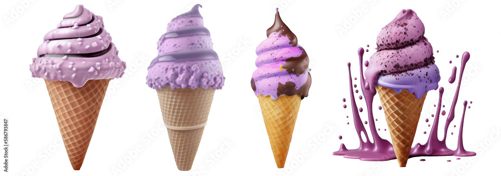 purple ice cream set on blank background PNG purple ice cream set on blank background PNG