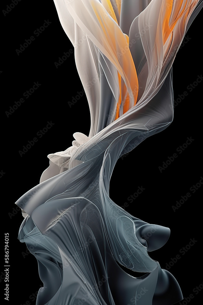 Abstract black background with layers of silk, liquid, 3d rendering generative AI tool Abstract black background with layers of silk, liquid, 3d rendering generative AI tool