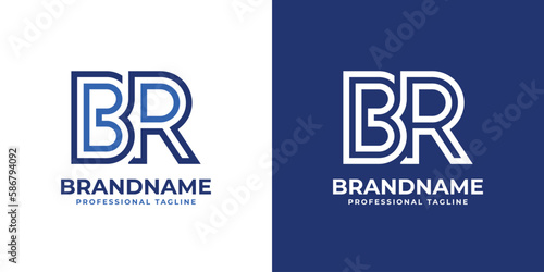 Letter BR Line Monogram Logo, suitable for any business with BR or RB initials.